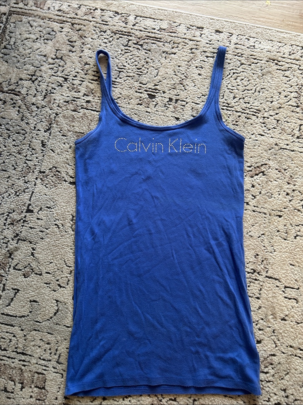 Calvin Klein Royal Blue Rhinestone Logo Cami